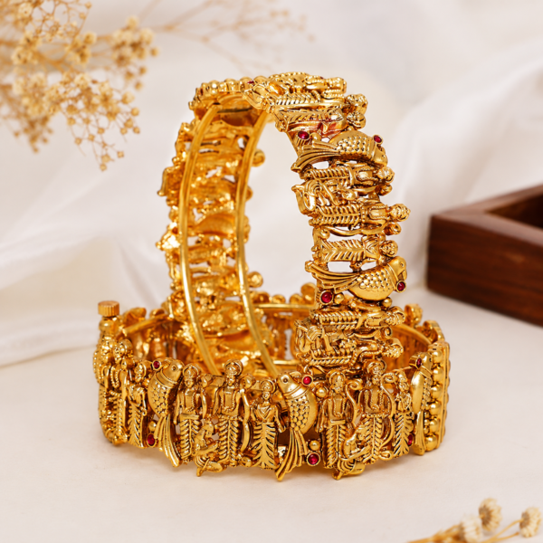 Rajwadi Brass Ram Parivar Bangles – Divine Tradition with Royal Elegance Set of 2
